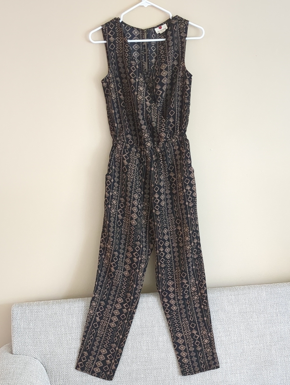 XS One Clothing Romper Tribal Print Black